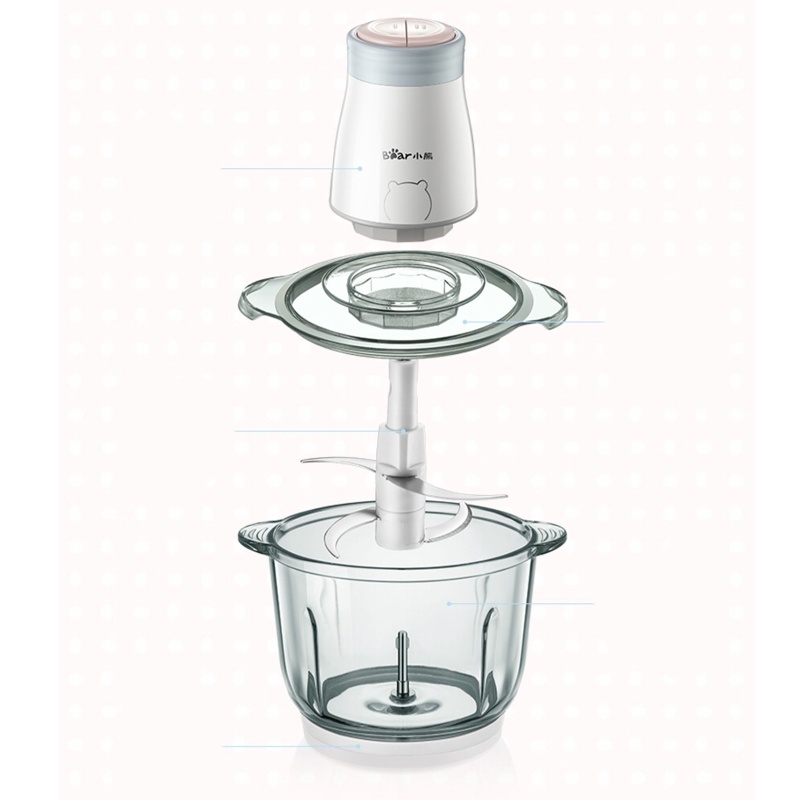 Máy xay thịt Bear - Cối thủy tinh, dung tích 2 lít, xay thịt đa năng rau củ quả - Nhập khẩu chính hãng t03