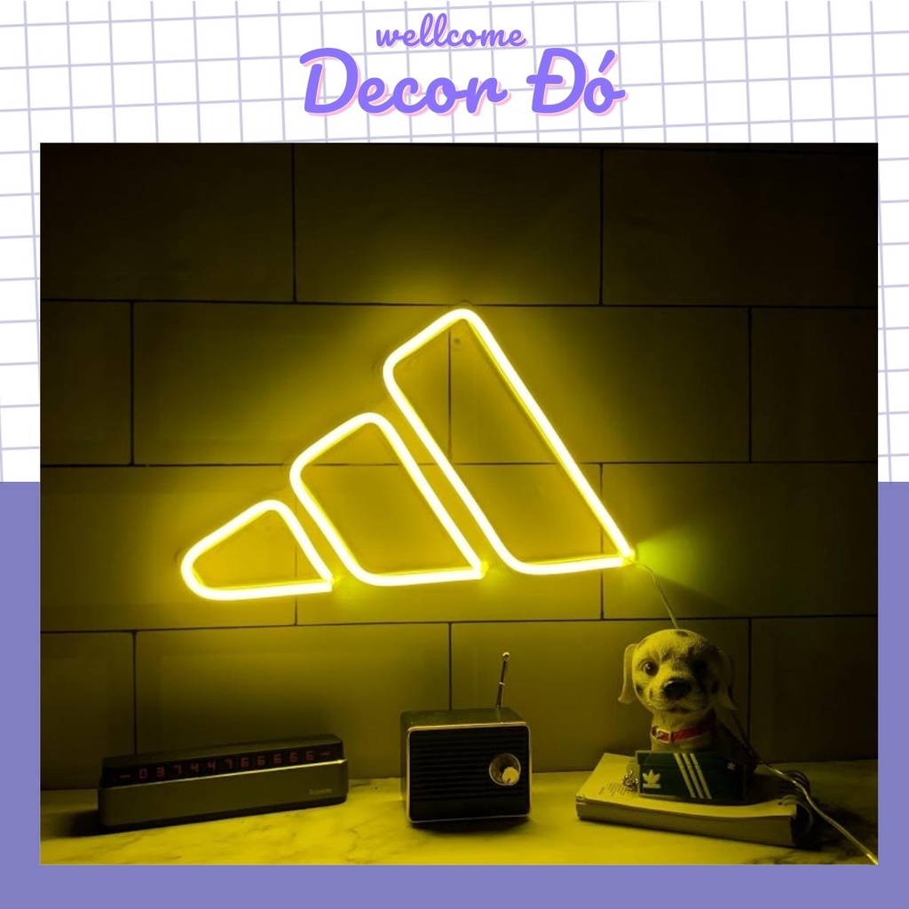 Đèn NeonSign , Logo Adidas. Kích Thước 28x17cm , Quà Tặng Trang Trí Cực Chất , Siêu Sáng & Tiết Kiệm Điện Với Led 12v
