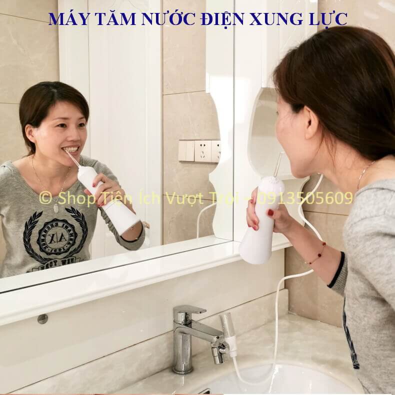 Tăm nước để bàn, động cơ điện xung lực mạnh mẽ, làm sạch khe răng, hết mảng bám, phòng ngừa cao răng-Tiện Ích Vượt Trội