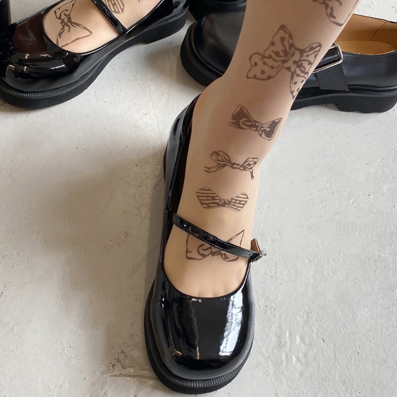 Xiangbao Quần Tất Lụa Trong Suốt In Họa Tiết Trái Tim Phong Cách Lolita Cho Nữ