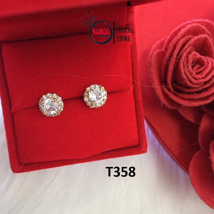 Khuyên Tai Đính Đá Nữ T358 nút nụ sát tai Namoo Jwelry