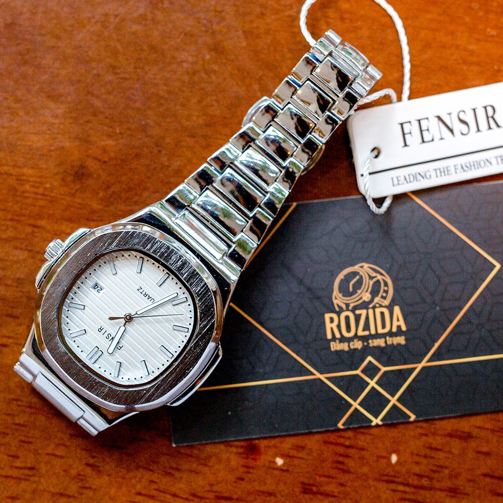 Đồng hồ nam chính hãng đẹp dây thép mặt vuông thời trang cao cấp chống nước giá rẻ ROZIDA DH17 | BigBuy360 - bigbuy360.vn