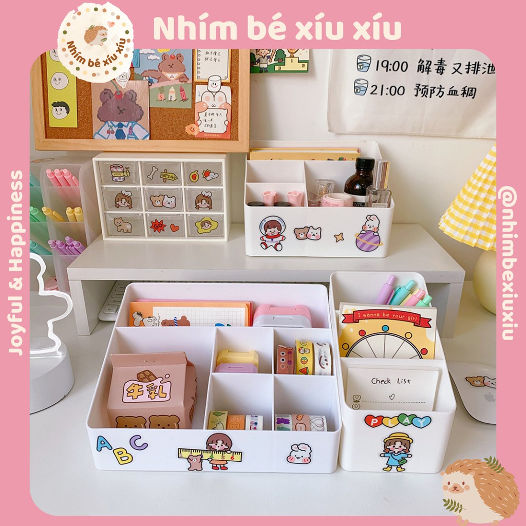 Khay kệ đa năng đựng mỹ phẩm phụ kiện đồ dùng học tập 3-4-6 ngăn tiện dụng TẶNG KÈM STICKER VT190
