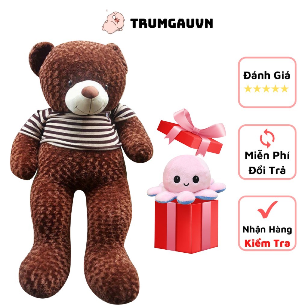 [Mã SRBACK010912 hoàn 20K xu đơn 50K] Gấu Bông Teddy 1m8 To, Thú Nhồi Bông Cute Khổng Lồ Giá Siêu Rẻ Chiều Cao Thật