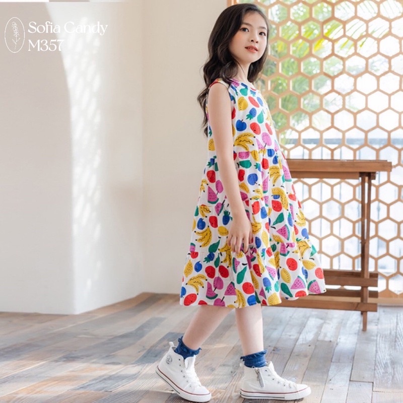 Đầm trái cây mùa hè bé gái SOFIA candy chất liệu mát nhẹ và phom may cực chuẩn Size 10-40kg