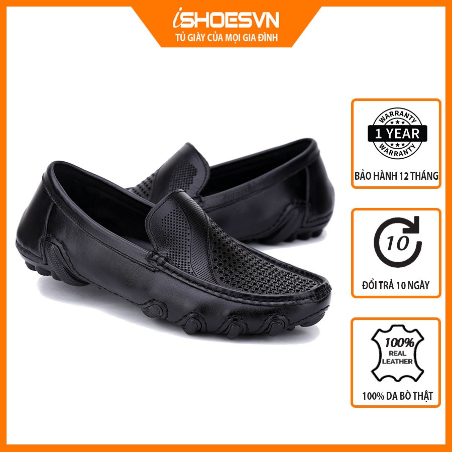 Giầy da nam, đục lỗ, thoáng khí, da bò thật ishoesvn IS488