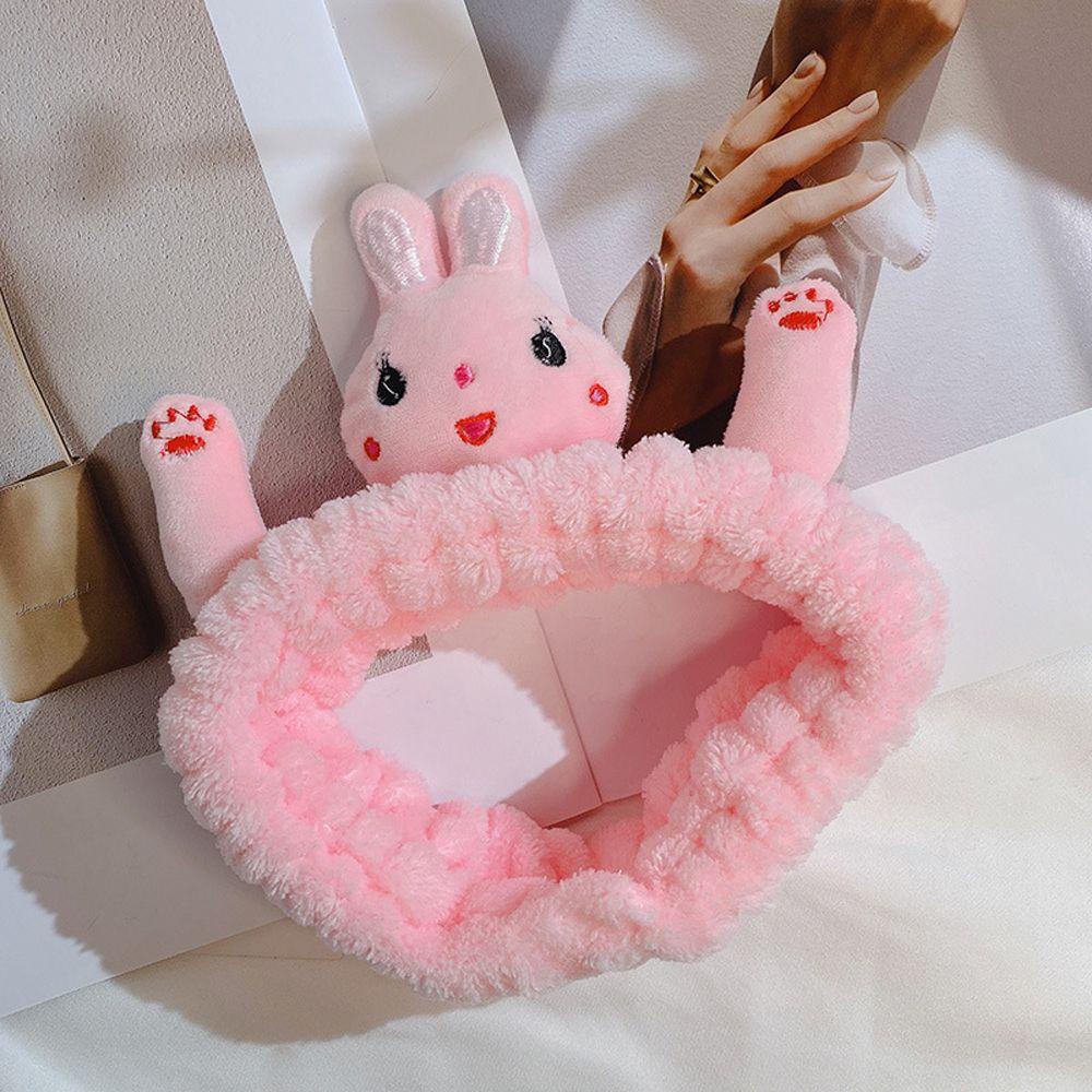 Băng Đô Cài Tóc Bằng Vải Flannel Họa Tiết Hoạt Hình Pikachu / Thỏ / Bò Sữa Dễ Thương Cho Nữ