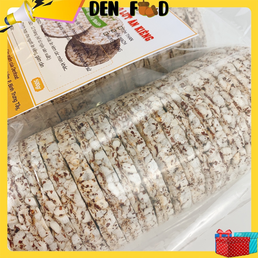 Bánh gạo lứt ăn kiêng Denfood, bánh nổ gạo lức nguyên hạt 500gr