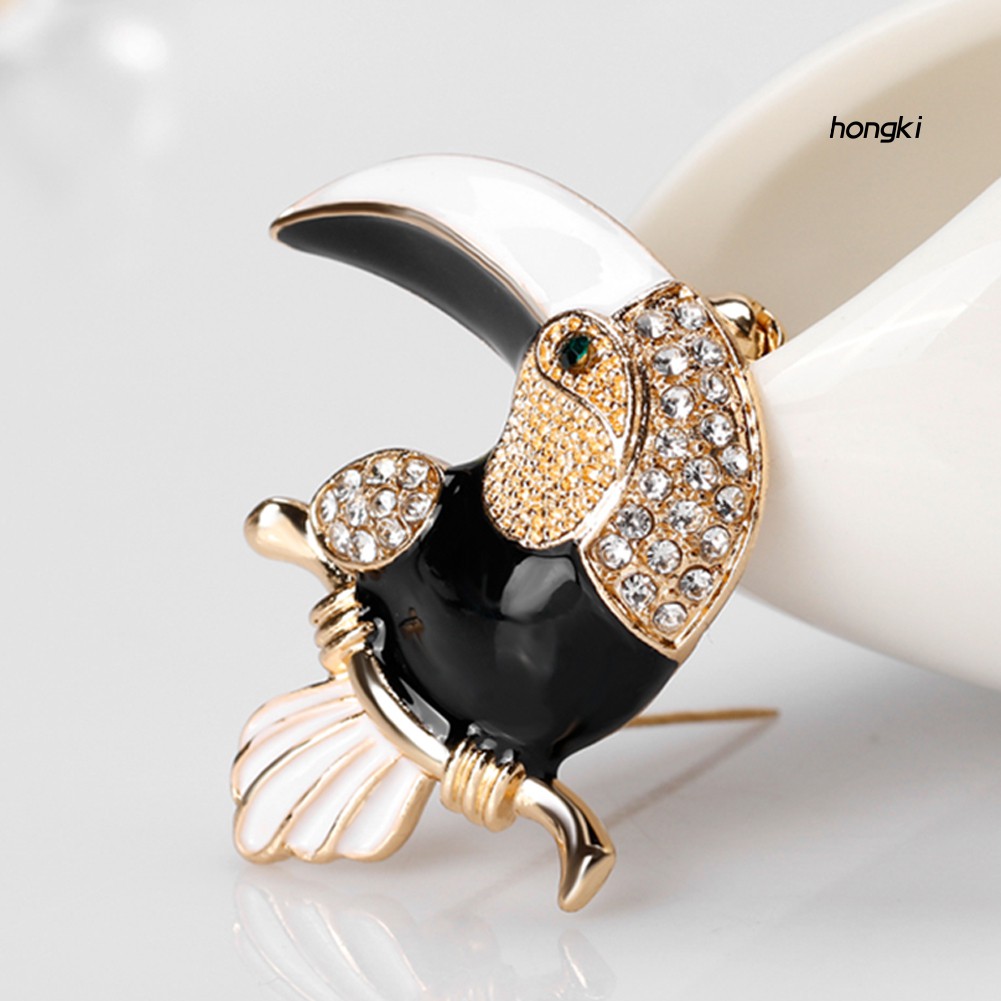 Ghim Cài Áo Hình Chú Vẹt Đính Kim Cương Giả Thời Trang Cho Nữ