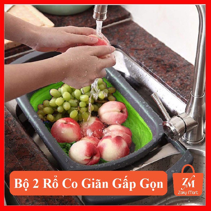 [Ảnh Thât][Loại Cao Cấp] Bộ 2 Rổ Gấp Gọn Co Giãn Để Bồn Rửa Bát