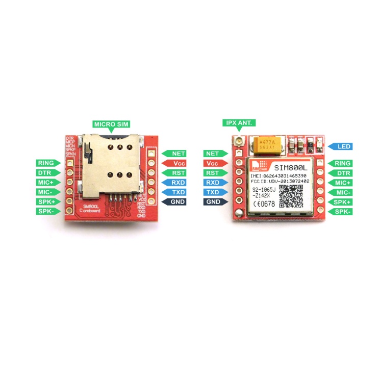 Mạch module SIM 800L -Module Sim 800A MINI GPRS MICROSIM + 1 anten rời cho khả năng bắt sóng mạnh hơn