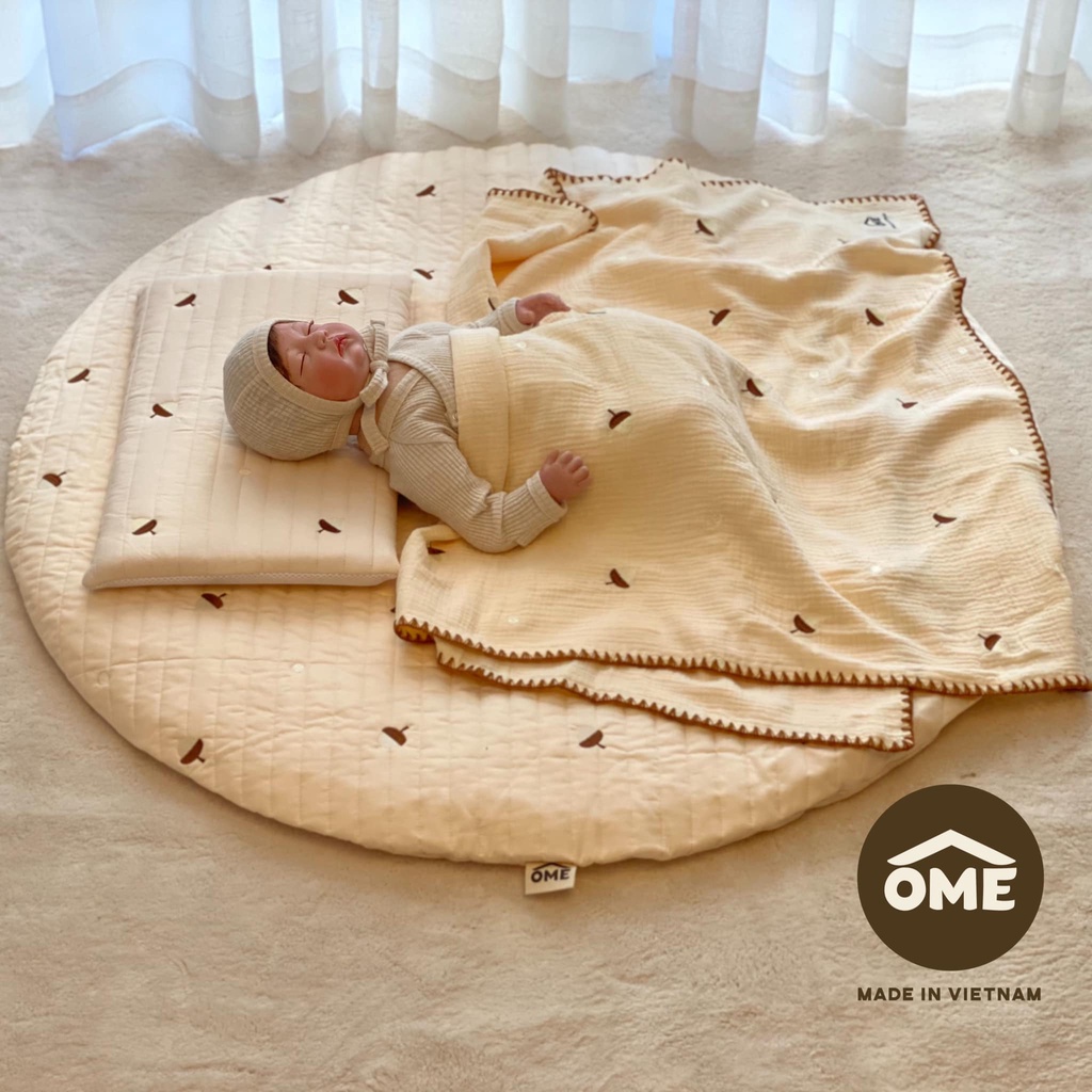 Thảm Tròn Nằm Chơi Cho Bé Ôme Thêu Tiêu Chuẩn Hàn Quốc Họa Tiết Siêu Xinh