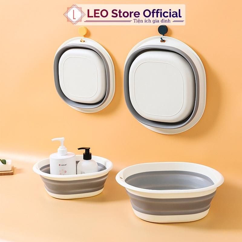 Thau đa năng gấp gọn Chậu gấp gọn silicone thau rửa mặt tiết kiệm không gian, Chậu xếp gọn đi du lịch Leos