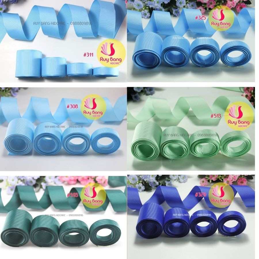 Ruy băng gân tông xanh 2 ( cuộn 5m)