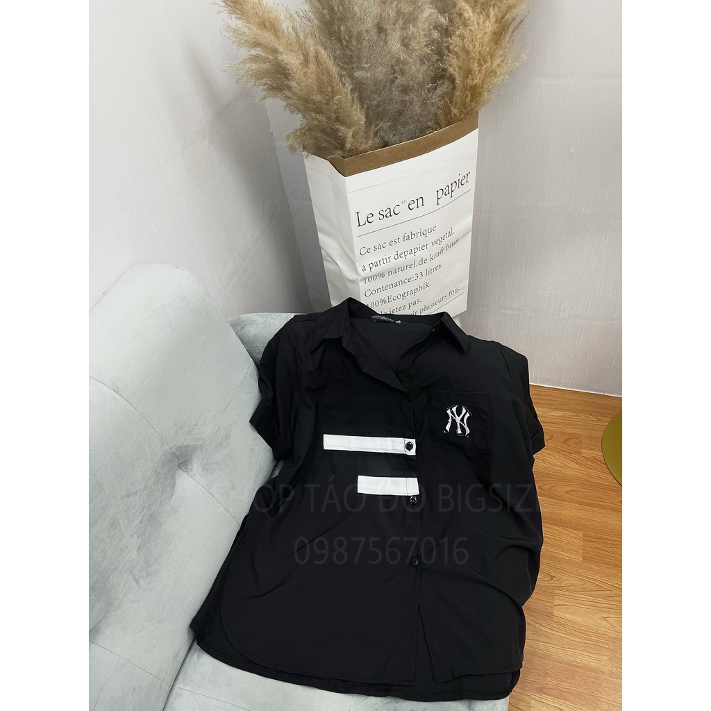 (TÁO ĐỎ BIGSIZE 55-90KG) ÁO SƠ MI LỤA CAO CẤP HỌA TIẾT NY ĐEN - TRẮNG ( ẢNH VÀ VIDEO THẬT SHOP CHỤP 100%) 🥰🥰🥰