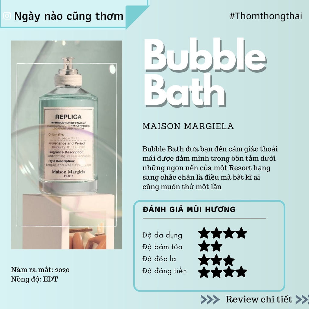Thơm một chút - Nước hoa Replica Buble Bath (Mẫu thử 10ml)