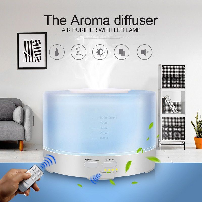 HÀNG CAO CẤP -  Máy xông tinh dầu phòng ngủ 500ml - AROMA DIFFUSER chính hãng - kèm remote  - Hàng Cao Cấp