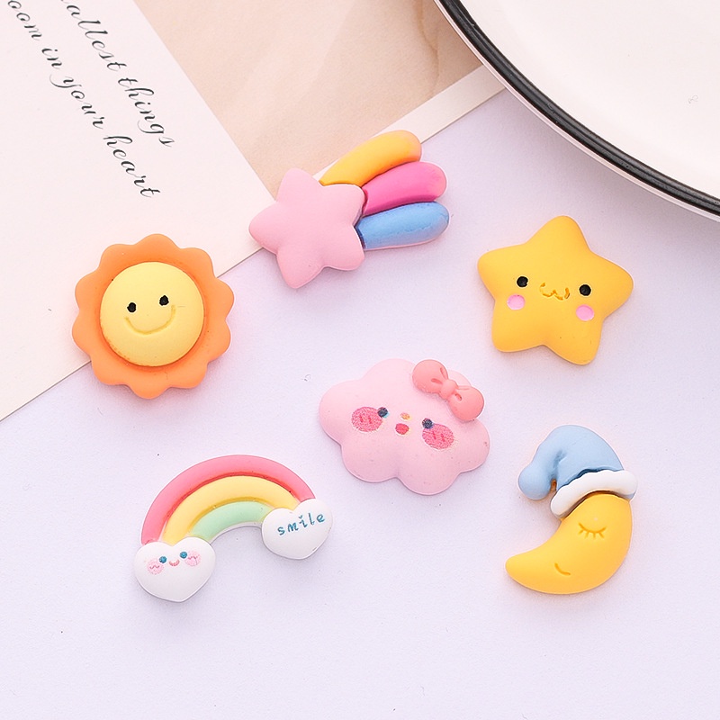 Phụ Kiện Trang Trí Hình Đám Mây/Mặt Trời/Ngôi Sao/Mặt Trăng/Đám Mây Dễ Thương Bằng Nhựa Resin