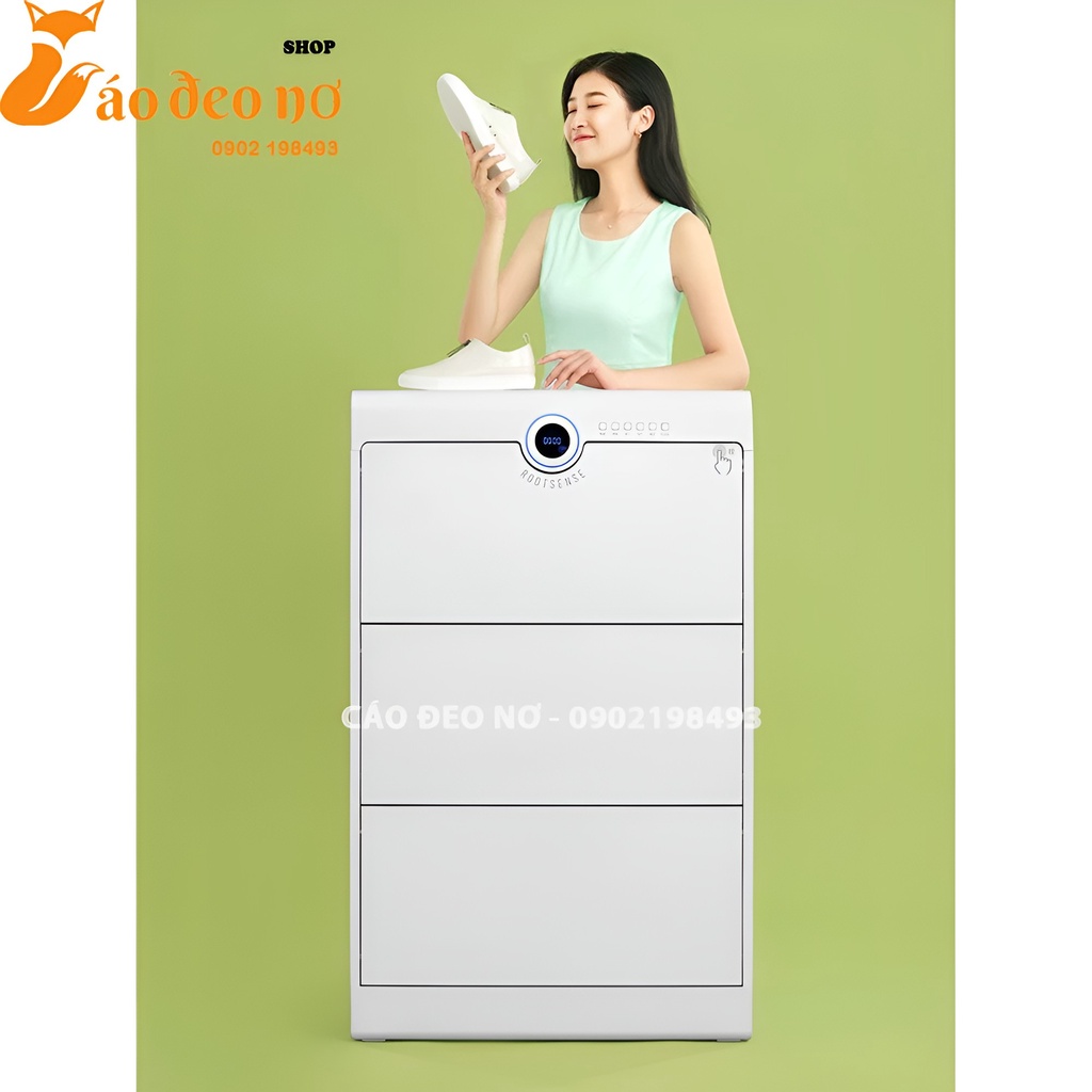 Tủ giày khử mùi, sấy khô, diệt khuẩn thông minh Roof sence - HUAHWEI Cáo đeo nơ