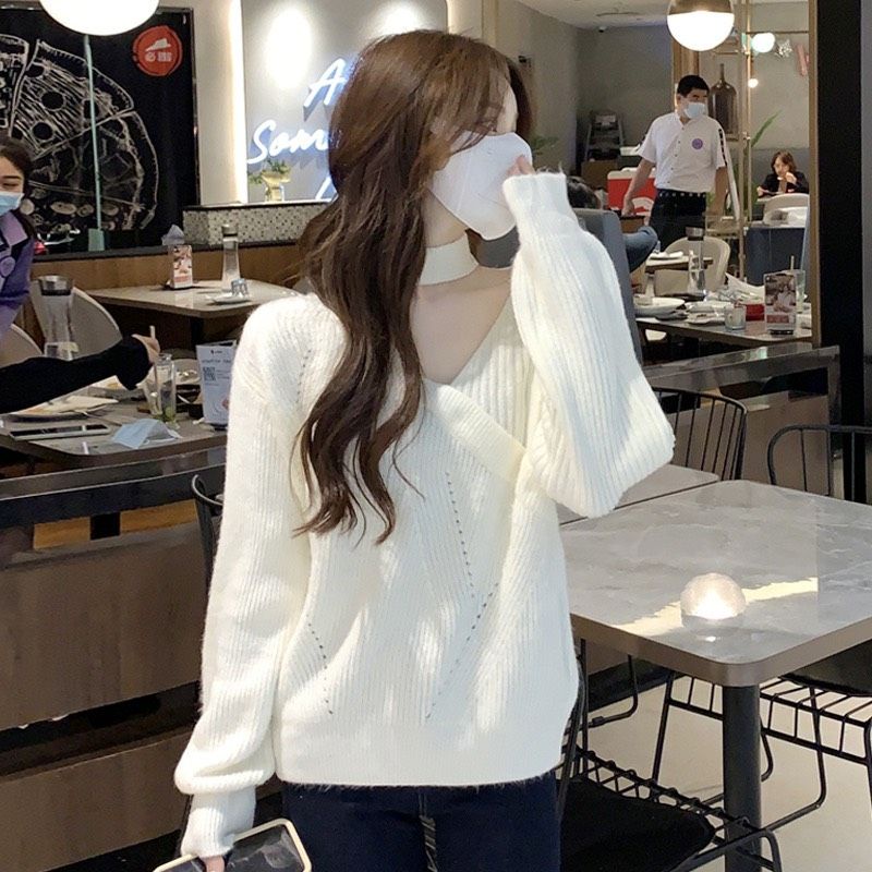 Áo len cổ V cách điệu Noel siêu xinh ulzzang Hàn Quốc