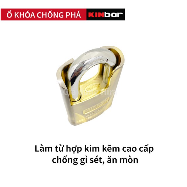 [Không Thể Cắt - Siêu Bền] Ổ Khóa Chống Cắt Kinbar B1-60H Hợp Kim Kẽm Mạ Đồng Không Gỉ Sét