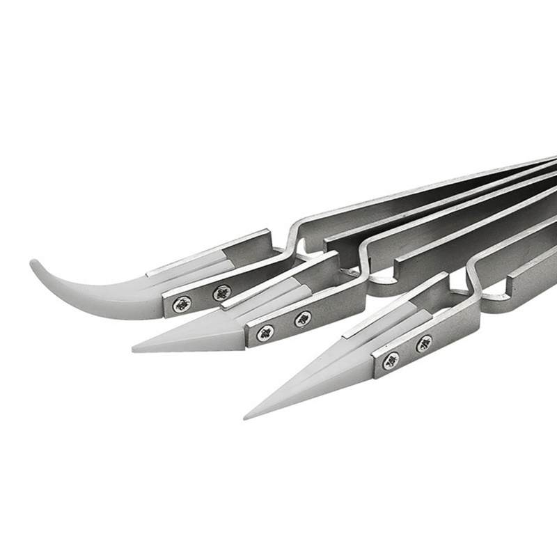 Set 3 Nhíp Hàn Điện Bằng Thép Không Gỉ Chống Axit Thẳng