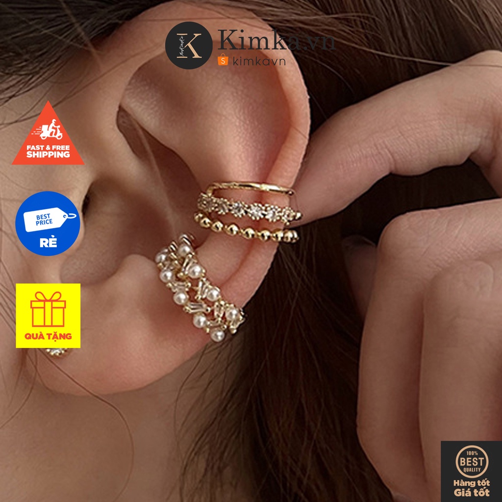 (0315) Khuyên Kẹp Vành Tai Nhiều Lớp Đính Đá Sang Trọng Thanh Lịch