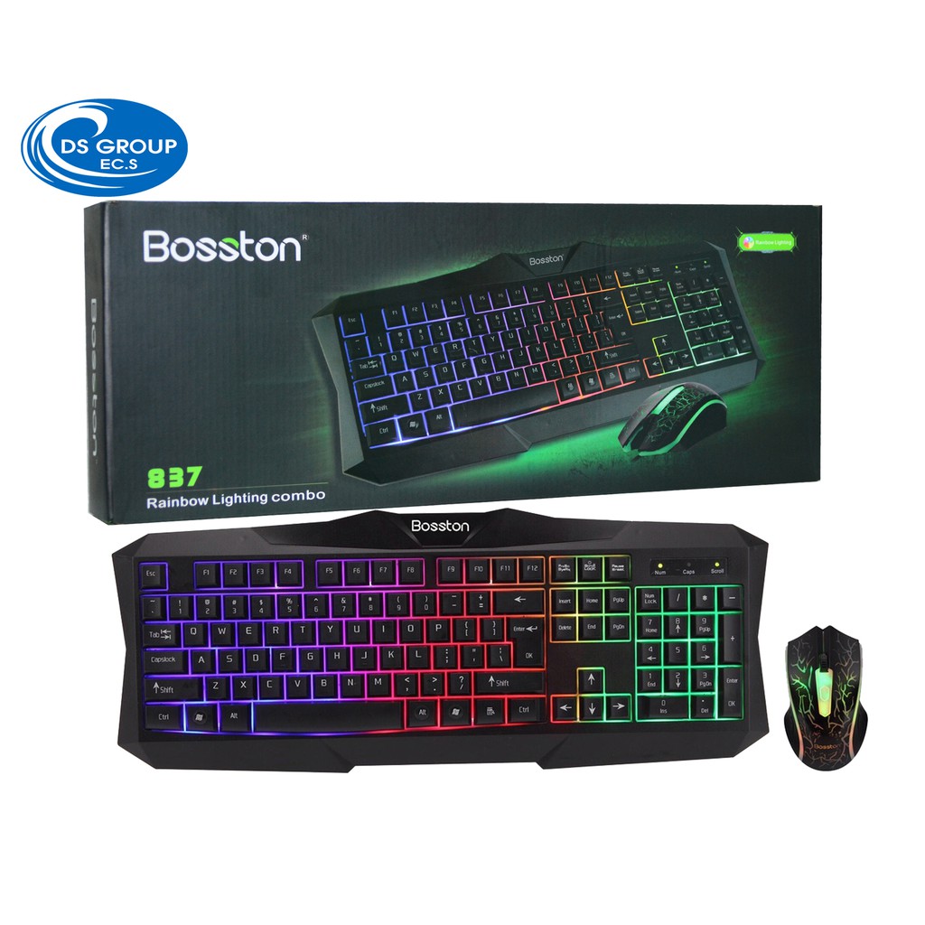 BÀN PHÍM VÀ CHUỘT GAME BOSSTON 837 USB CÓ DÂY - HÀNG CHÍNH HÃNG