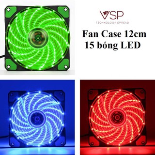 Fan case 12cm LED 15 bóng (GreenRedBlue) siêu mát siêu bền hàng chính hãng bảo hành 1 tháng 1 đổi 1