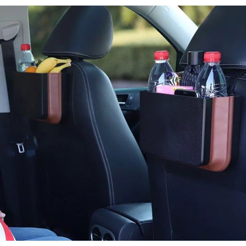 Khay hộp để đồ sau ghế xe ô tô có kèm bàn phụ đựng đồ