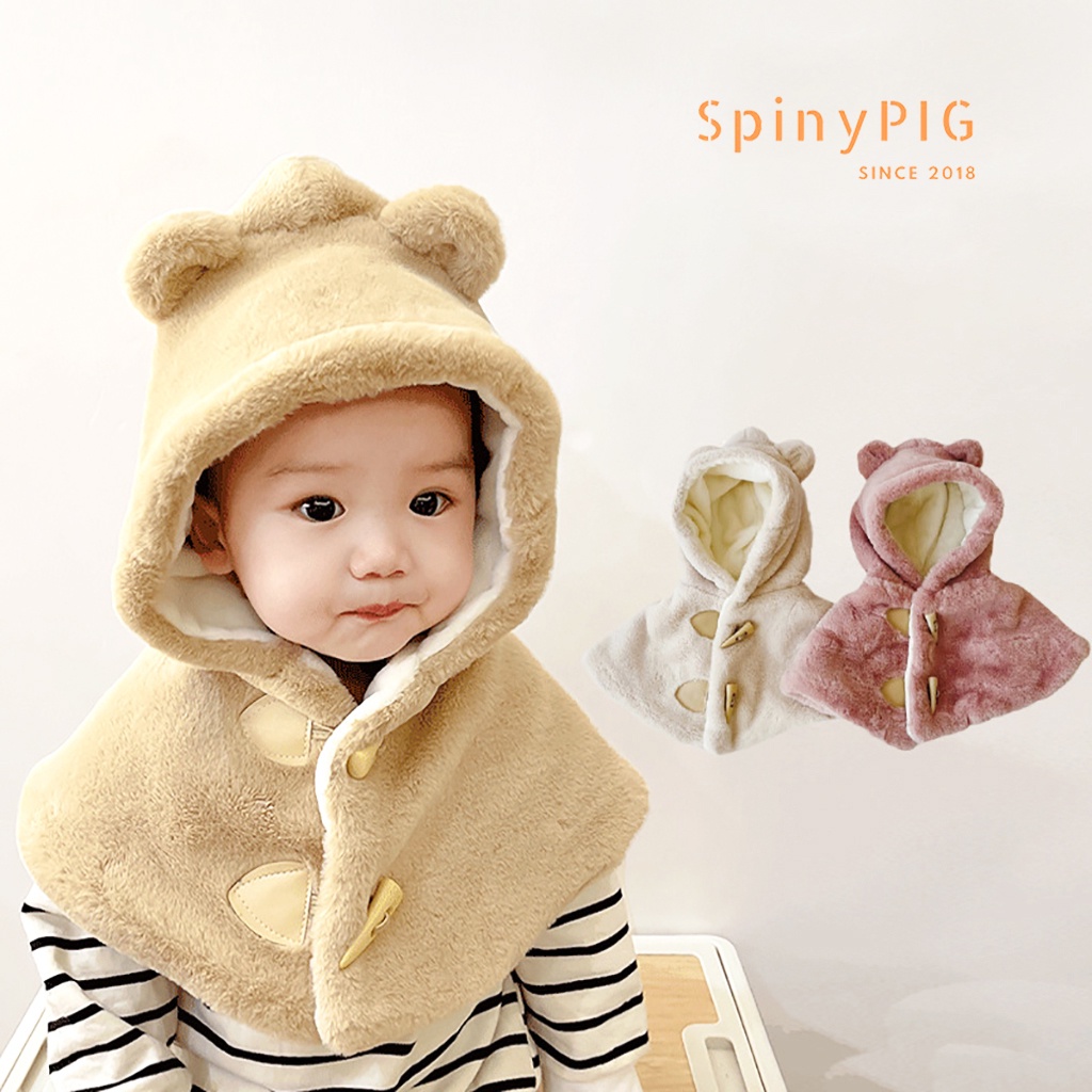 Mũ lông cho bé gái bé trai 0-3 tuổi trùm vai style Hàn Quốc dày ấm và mềm mại cho mùa đông
