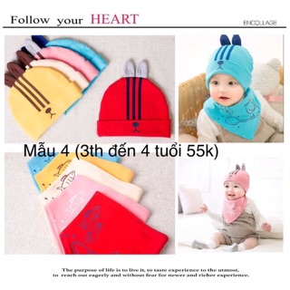 SÉT  KHĂN MŨ YẾM COTTON CHO BÉ