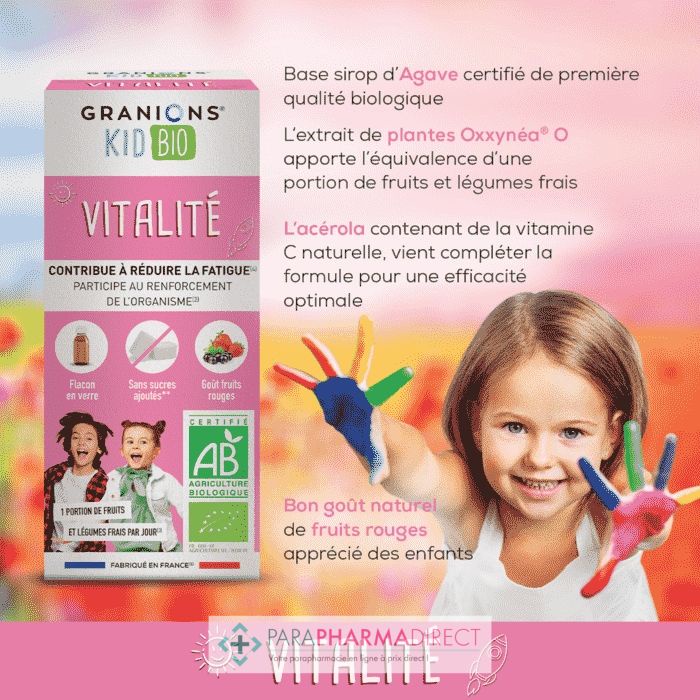 Siro Granions Kid Bio Vitalité 125ml cho bé từ 1 tuổi date 04/2024