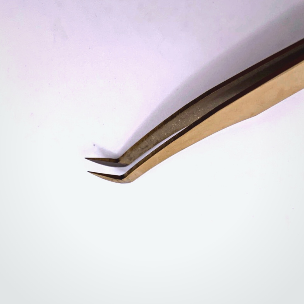 Nhíp Volume Vàng MŨI NHÁM NANO_12mm_mũi quạ _ dụng cụ nối mi nhíp nôi mi-nhíp volum-nhíp tạo fan-quyên quyên