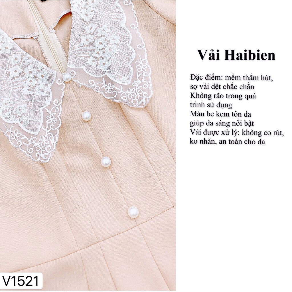 [Mã WASTMAY giảm 15% tối đa 30K đơn 150K] Váy be cổ ren V1521 - Đẹp Shop DVC (Kèm ảnh thật trải sàn do shop tự chụp) | BigBuy360 - bigbuy360.vn