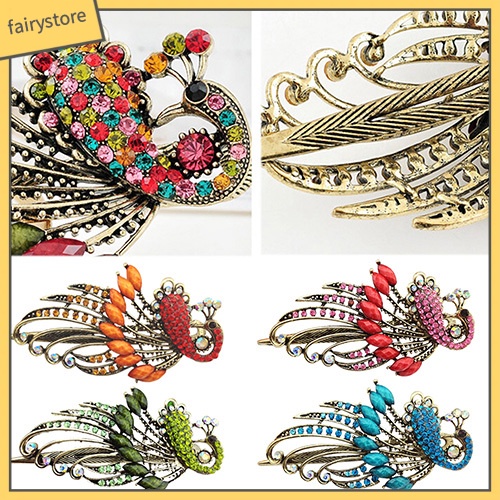 Kẹp tóc hình chim công đính hạt lấp lánh hợp thời trang dành cho nữ