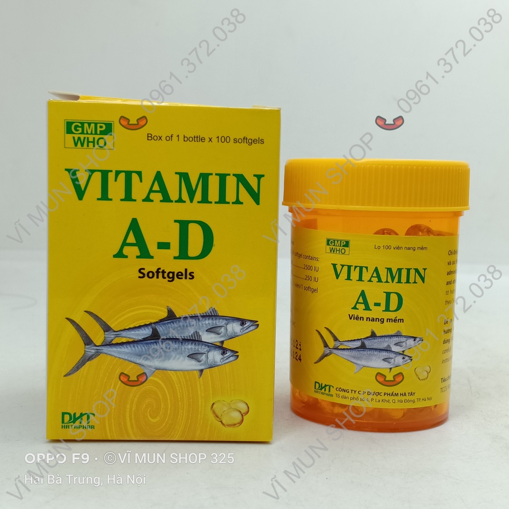 Vitamin A-D - 100 Viên nang mềm - Dược phẩm Hà Tây