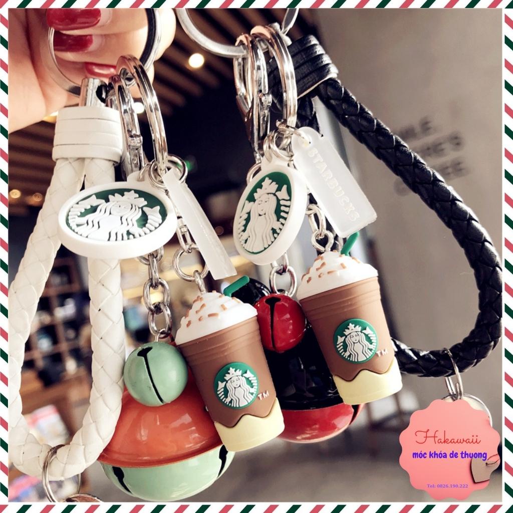 Móc khóa Starbucks kèm dây bện thừng nhiều màu, móc khóa ly trà sữa siêu hot 2022