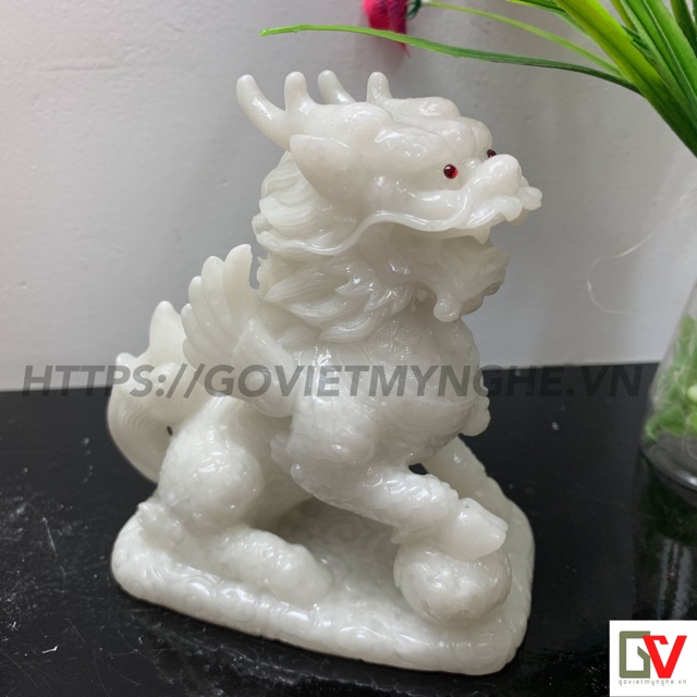 Cặp 2 Tượng Đá Tỳ Hưu Phong Thủy 2 Sừng - Trang Trí Bàn Làm Việc - Cao 12cm - Đá Non Nước