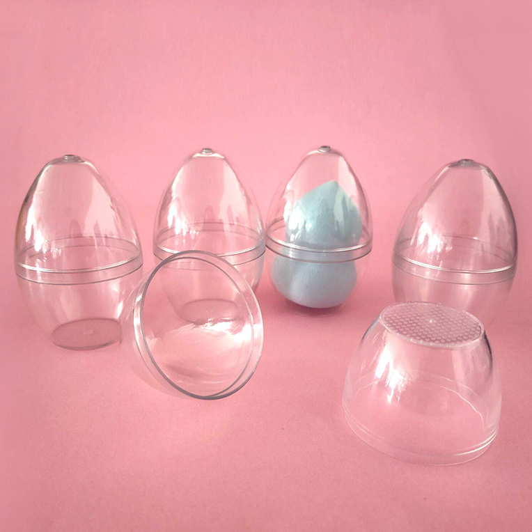 [Hàng mới về] Hộp Bảo Quản Mút Trang Điểm Hình Trứng Chất Liệu Pet Màu Trong Suốt