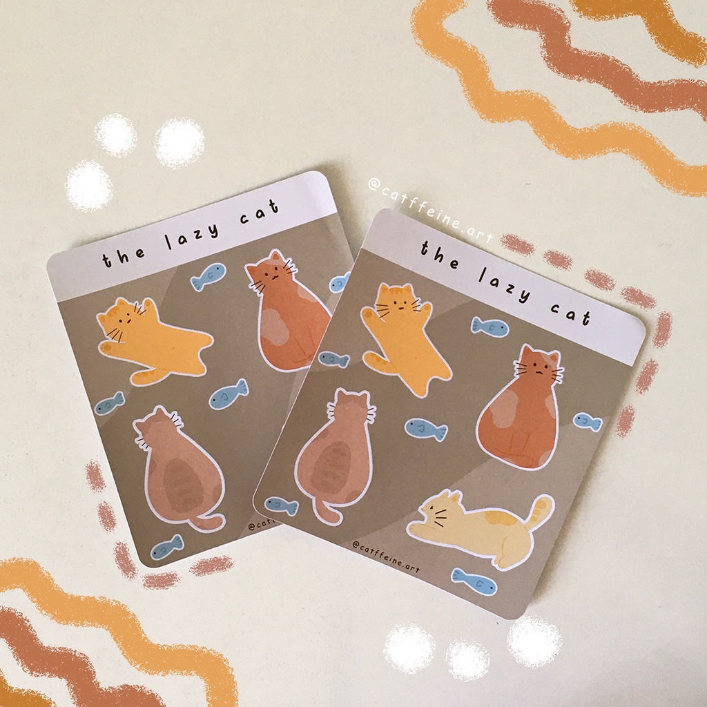 Set sticker 4 mèo mập và cá