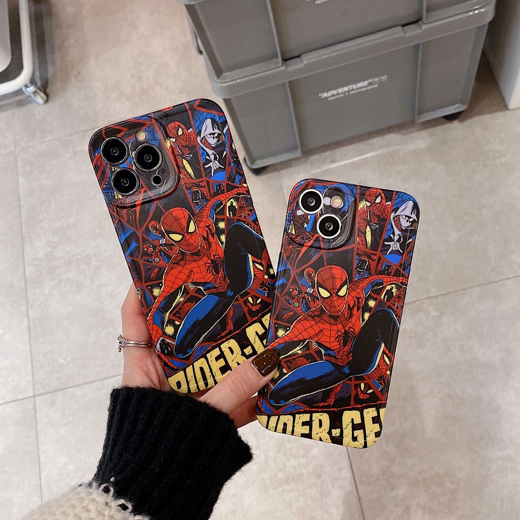 Ốp Điện Thoại Họa Tiết Marvel Spiderman Cho iPhone13Pro iP12Pro XS iPhone11 12Promax 13Promax 11 12 13 7P