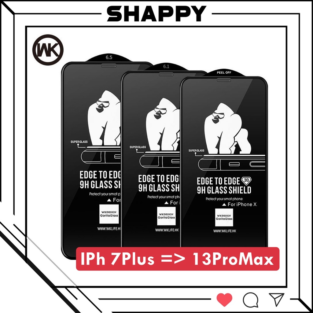 Kính Cường Lực KingKong IPhone Bóng Full Màn 7Plus/8Plus/X/XR/XsMax/11/12/13/Pro/Max [Shappy Shop]