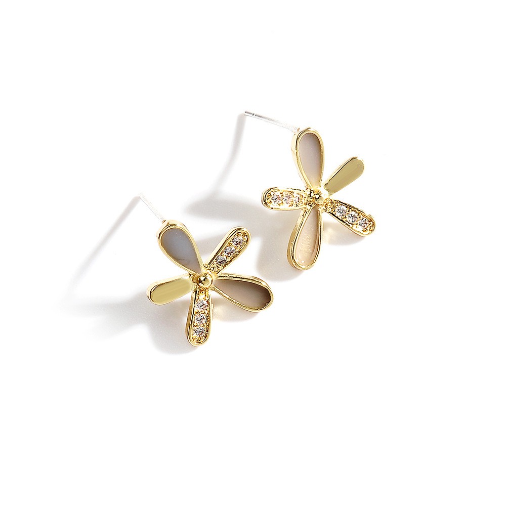 Silver Plated 925 Earrings Simple Flower Pattern Korean Fashion