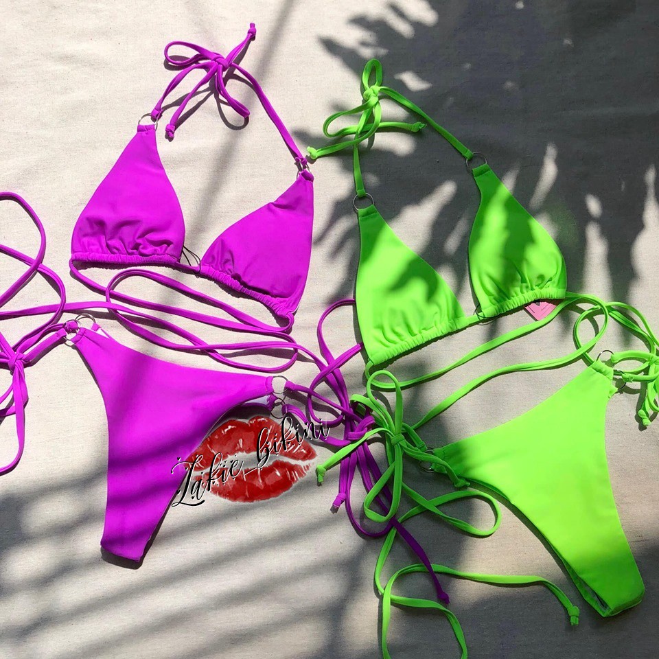 Bikini Neon 2 Mảnh Dây Đan Chéo Siêu Sexy Kèm Hình Thật_Hàng Sẵn