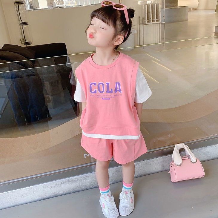 Mới Set Áo Thun Tay Ngắn Và Quần Lửng Thời Trang 2022 Dành Cho Bé Gái