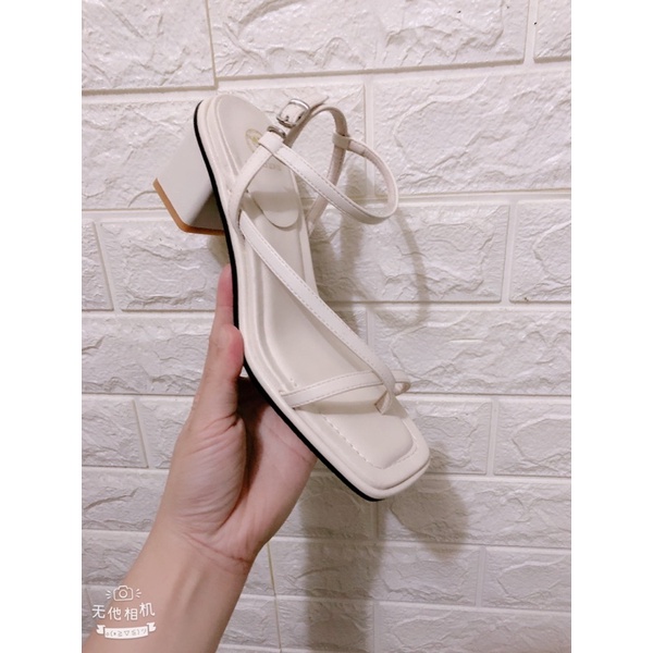 Sandal gót vuông da mềm chính hãng ANNI BLACK LEOPARD