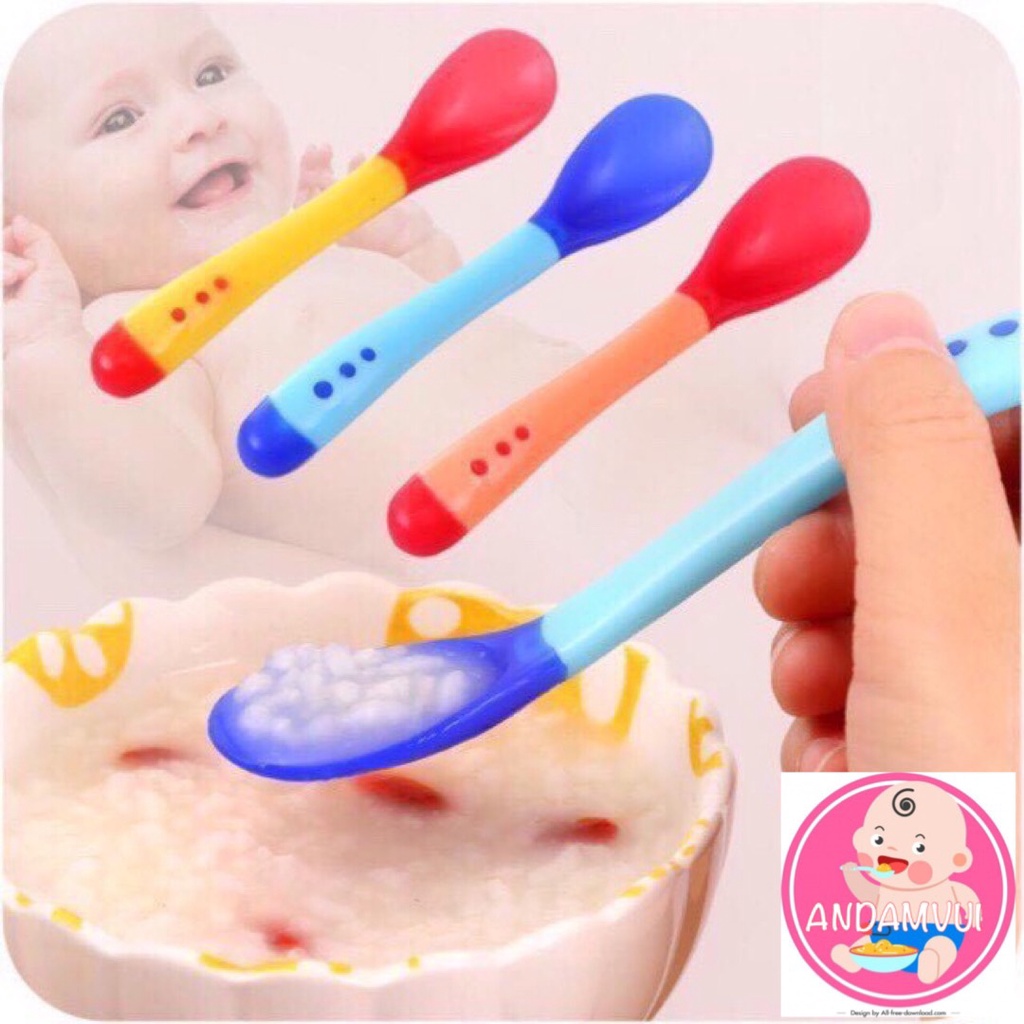 Thìa muỗng báo nóng cho bé tập ăn cháo, ăn dặm, bón sữa, đầu mềm dễ xúc SAMI KIDS