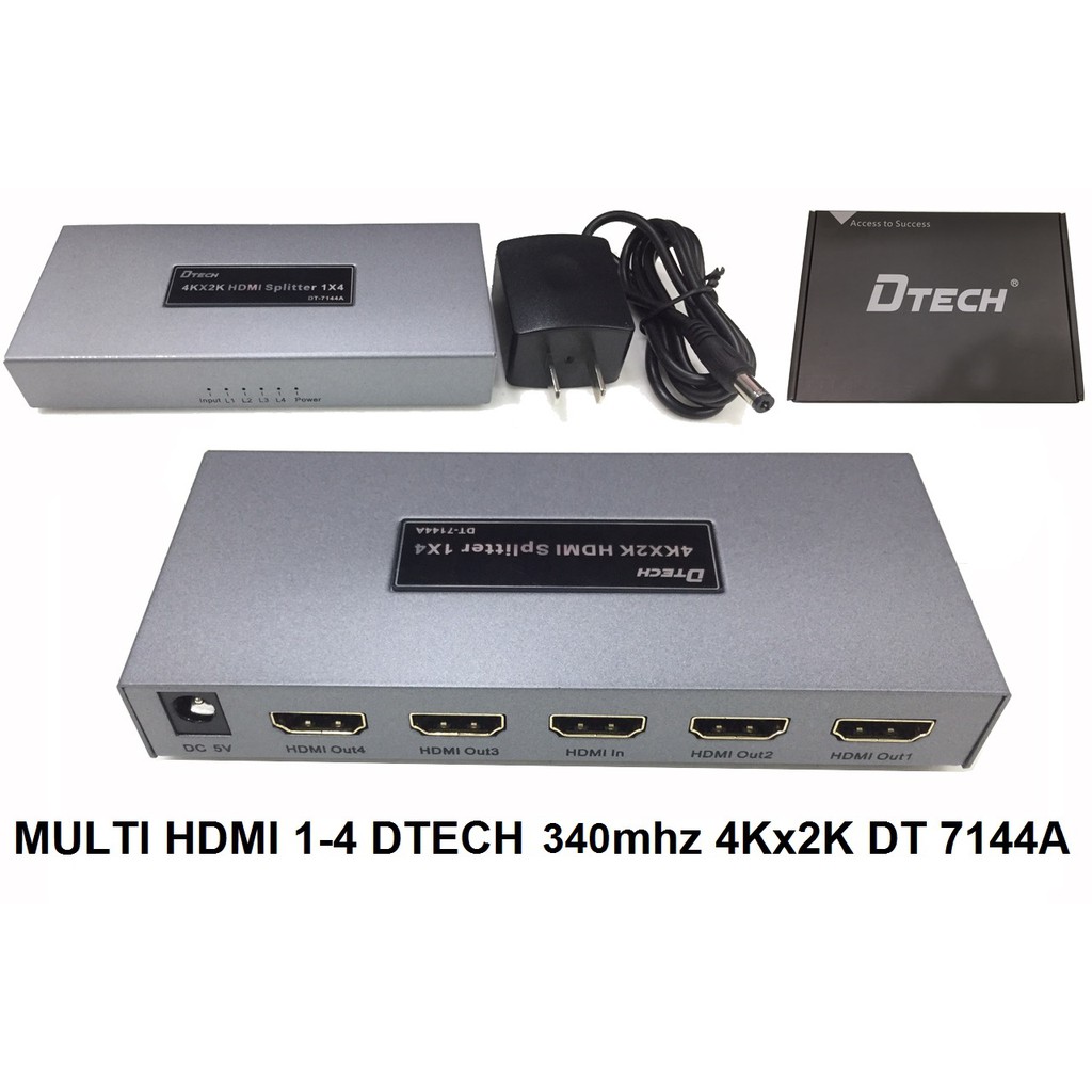 Bộ chia 1 HDMI ra 4 HDMI Dtech (DT7144A) chính hãng