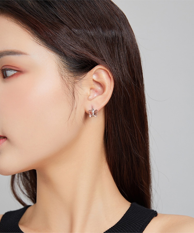Khuyên Tai Bamoer SCE1105 Chốt Bạc Sterling 925 Hình Bướm Với Màu Sắc Bắt Mắt Quyến Rũ Cho Phái Nữ
